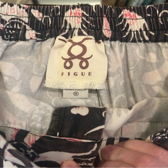 Figue Zulu Straight Leg Brown and Pink Print Cotton Cropped Pants Size M - Picture 4 of 16